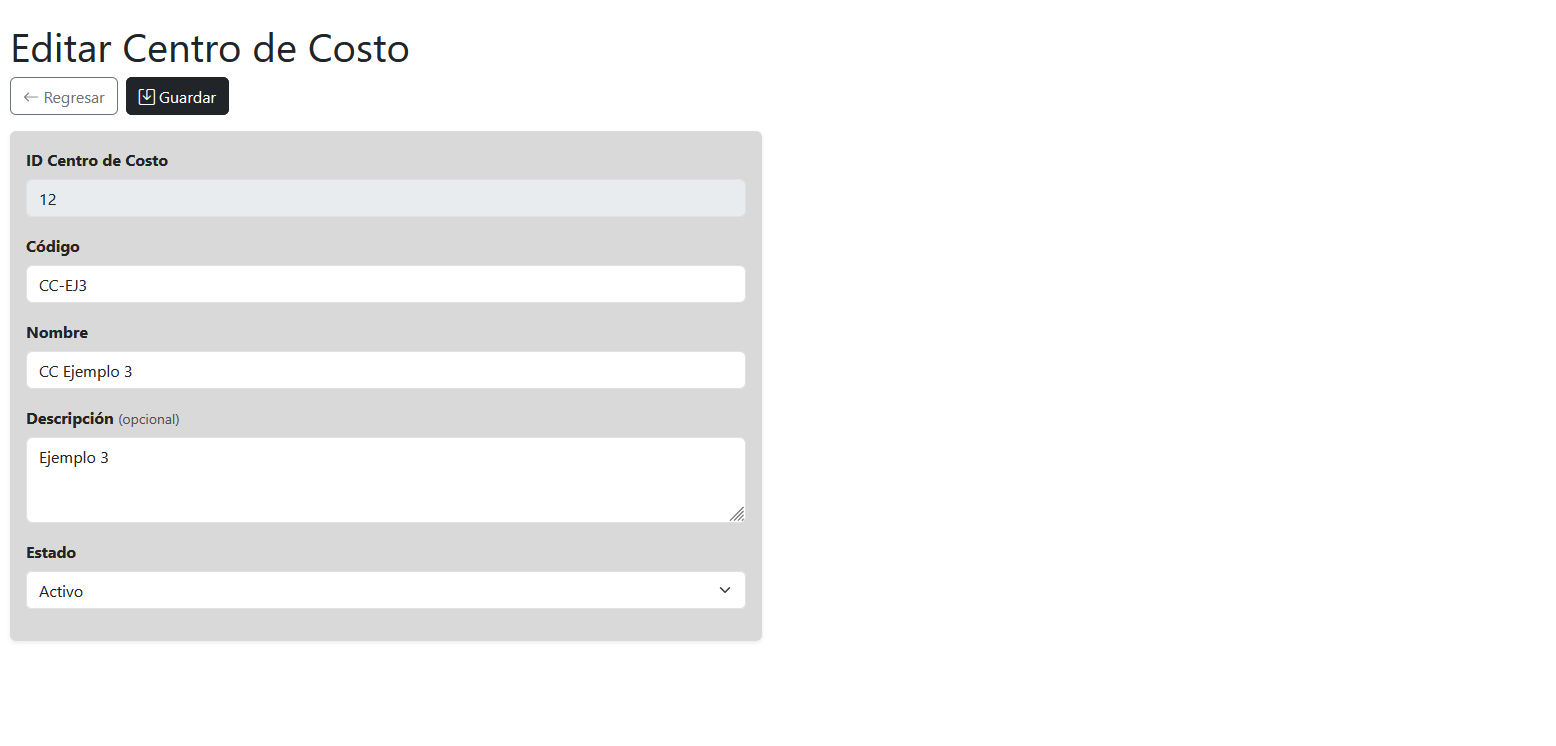 Editar Centros de Costos