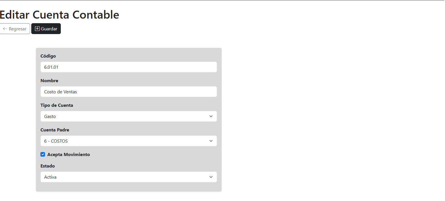 Editar Cuenta Contable