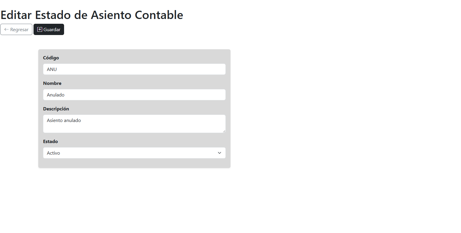 Editar Estado de Asiento