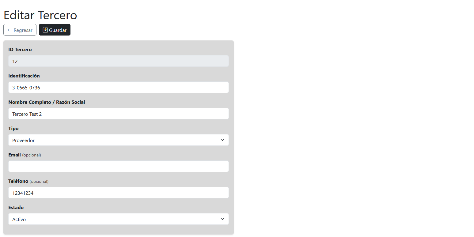 Editar Tercero