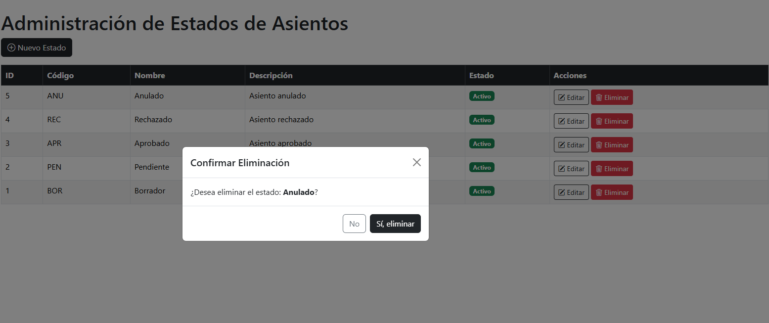 Eliminar Estado de Asiento
