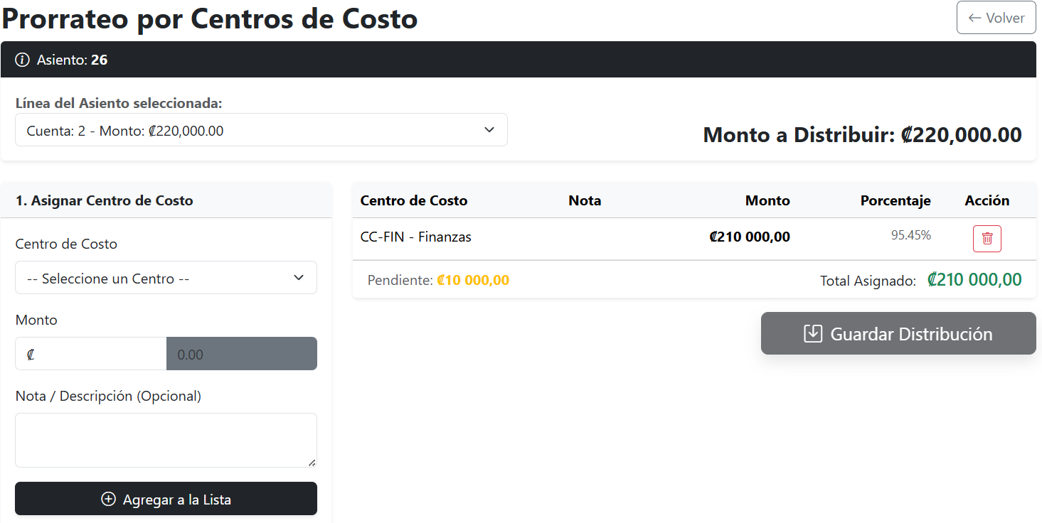 Prorateo Centros de Costos Pendiente
