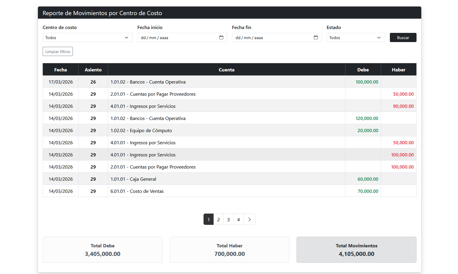Reporte Movimientos Por Tercero